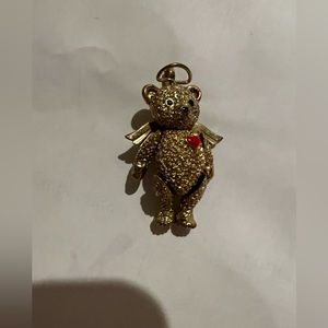 Batya Brand Angel Teddy Bear Pendant Brooch Jointed 1-3/4" Tall Vintage